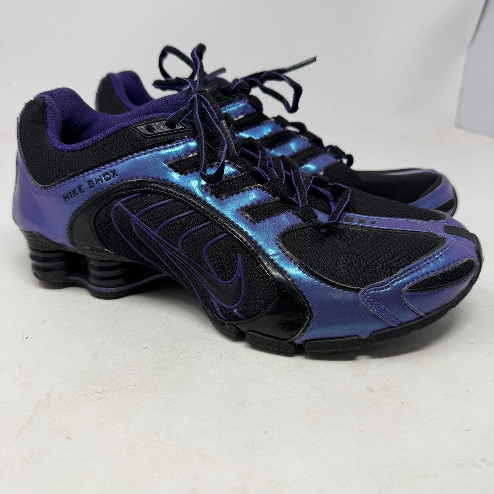 Nike Sneakers Womens 8.5 Shox NZ Black Purple Blue Iridescent 356918-055 EUC